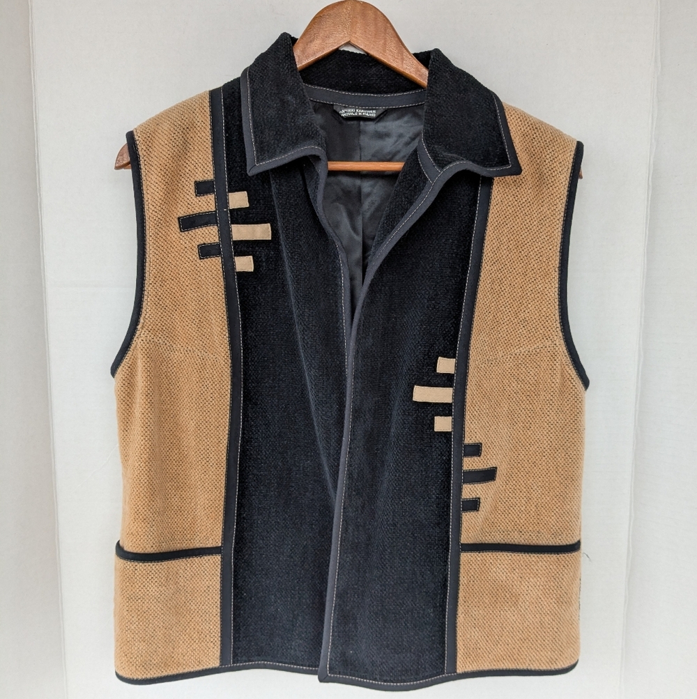Anniki Karvinen Finland Handmade Cotton Vest Size S Tan Black Designer Womens